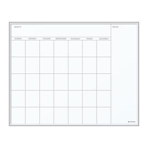U Brands Magnetic Dry Erase Monthly Calendar Board, 20" X 16", Silver Aluminum Frame