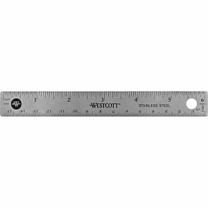 Westcott Stainless Steel Rulers, 6" L x 0.8" W, Stainless Steel, Pack Of 12