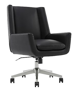 Serta SitTrue Montair Faux Leather Mid-Back Manager Chair, Black