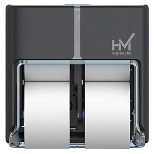 Highmark High-Capacity Bathroom Tissue Dispenser, 4 Rolls, 12"H x 12-5/8"W x 6-5/8"D, Dark Gray