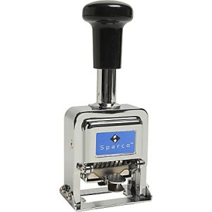 Sparco Automatic Numbering Machines - Number Stamp - 0.16" Impression Width x 0.75" Impression Length - Chrome, Black - Metal - 1 Each