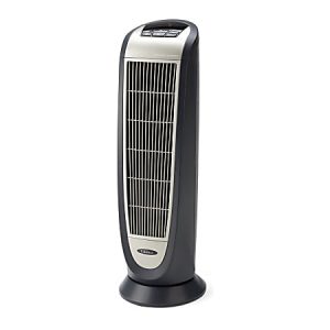 Lasko® 1500 Watts Electric Oscillating Tower Heater, 2 Heat Settings, 23"H x 7.25"W x 8.25"D, Gray