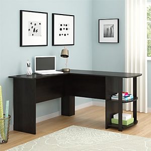 Ameriwood Home Dakota 54"W L-Shaped Corner Desk With Bookshelves, Espresso