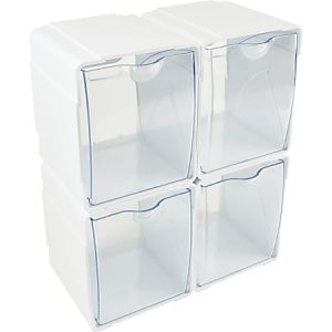 Deflecto Interlocking Tilt Bins, Medium Size, Clear/White, Pack Of 4