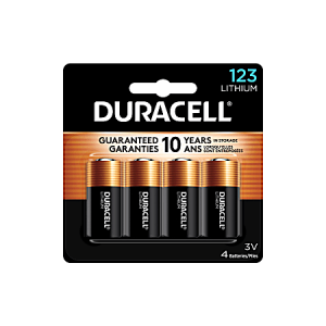 Duracell® Photo 3-Volt 123 Lithium Battery, Pack Of 4