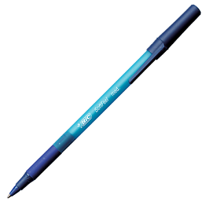 BIC Soft Feel Stick Pens, Medium Point, 1.0 mm, Blue Barrel, Blue Ink, Pack Of 12