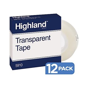 3M Highland 5910 Transparent Tape, 1/2" x 1,296, Pack Of 12