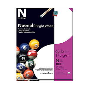 Neenah Printable Multi-Purpose Card Stock, 8-1/2" x 11", Bright White, Pack Of 100 Sheets