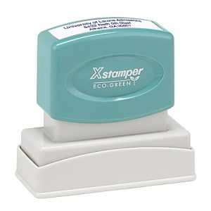 Custom ECO-GREEN Xstamper Pre-Inked Stamp, N13, 64% Recycled, 9/16" x 2" Impression