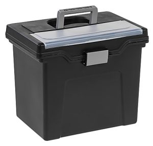 Office Depot Brand Mobile File Box, Large, Letter Size, 11 5/8"H x 13 3/8"W x 10"D, Black/Silver