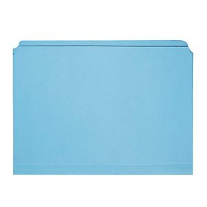 SKILCRAFT Straight-Cut Color File Folders, Letter Size, 30% Recycled, Blue, Box Of 100