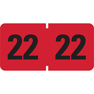 Smead ETYJ Color-Coded Year Labels, SMD68322, Rectangular, 1-1/2" x 3/4", Red, Roll Of 500 Labels