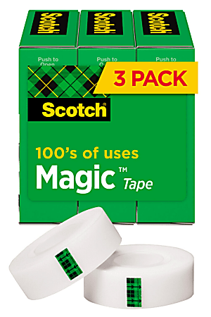 Scotch Magic 810 Invisible Tape, 1" x 2,592", Clear, Pack Of 3 Rolls