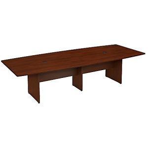 Bush Business Furniture 120"W x 48"D Boat Shaped Conference Table with Wood Base, Hansen Cherry, Standard Delivery