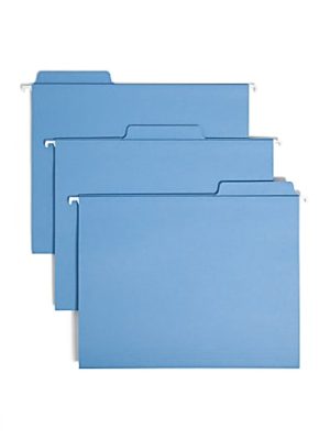 Smead FasTab Hanging File Folders, Letter Size, Blue, Box Of 20