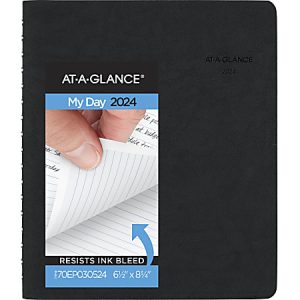2024 AT-A-GLANCE The Action Planner Daily Appointment Book Planner, 6-1/2" x 8-3/4", Black, January To December 2024, 70EP0305