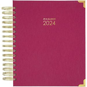 2024 AT-A-GLANCE Harmony Hardcover Daily/Monthly Planner, 7" x 8-3/4", Berry, January To December 2024, 6099-806-59