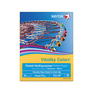 Xerox Vitality Colors Pastel Plus Color Multi-Use Printer & Copier Paper, Letter Size (8 1/2" x 11"), Ream Of 500 Sheets, 24 Lb, 30% Recycled, Goldenrod