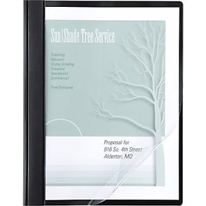 ACCO Poly Clear Front Report Cover, 8 1/2" x 11", 1/2" Folder Capacity, Black/Clear, Pack of 10