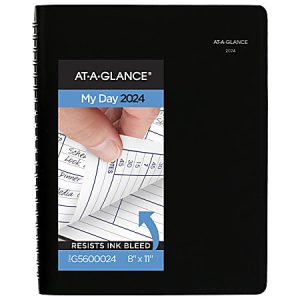 2024 AT-A-GLANCE DayMinder Daily 4-Person Group Appointment Book, 8" x 11", Black, January To December 2024, G56000