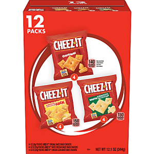 Cheez-It Variety Pack - Individually Wrapped - Original, White Cheddar, Cheddar Jack Cheese - 12.10 oz - 12 / Box