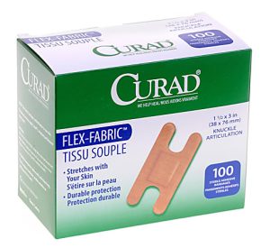 CURAD Flex-Fabric Adhesive Bandages, Knuckle, 1 1/2" x 3", Tan, Pack Of 1,200