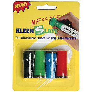 KleenSlate Eraser Caps For Small Dry-Erase Markers, Assorted, Pack Of 4