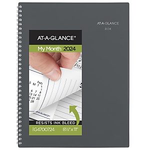 2024 AT-A-GLANCE DayMinder Monthly Planner, 8-1/2" x 11", Gray, January To December 2024, GC47007
