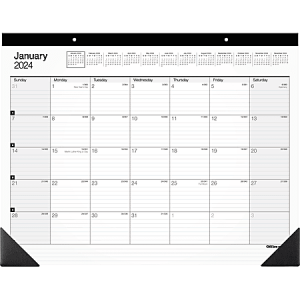 2024 Office Depot Brand Monthly Desk Pad Calendar, 21-3/4" x 17", White, January To December 2024 , SP24D00
