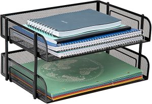 Mind Reader Network Collection Stackable Paper Trays, Letter Size, 7-1/4H x 10W x 13-1/2D, Black, Set Of 2 Trays