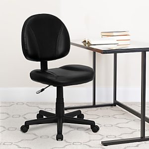 Flash Furniture LeatherSoft Faux Leather Mid-Back Ergonomic Swivel Chair, Black