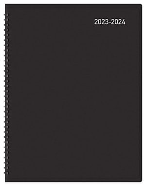 2023-2024 Office Depot Brand 14-Month Weekly/Monthly Academic Planner, Horizontal Format, 8" x 11", 30% Recycled, Black, July 2023 to August 2024