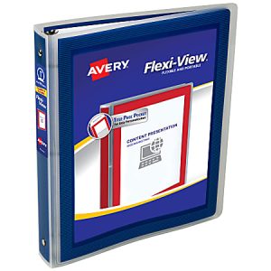 Avery Flexi-View 3 Ring Binder, 1" Round Rings, Navy Blue, 1 Binder