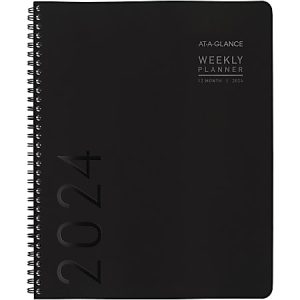 2024 AT-A-GLANCE Contemporary Lite Weekly/Monthly Planner, 8-1/4" x 11", Black, January To December 2024, 7095XL05