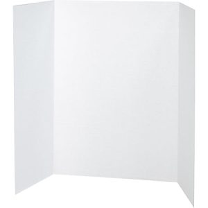 Pacon 80% Recycled Single-Walled Tri-Fold Presentation Boards, 48" x 36", White, Carton Of 24
