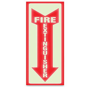 U.S. Stamp & Sign Glow-In-The-Dark Sign, "Fire Extinguisher", 13"H x 4"W