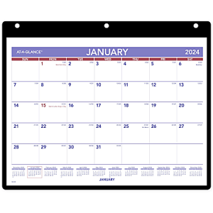 2024 AT-A-GLANCE Monthly Desk/Wall Calendar With Jacket, 11" x 8", January to December 2024, SK800