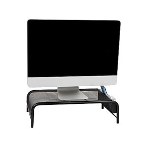 Mind Reader Monitor Stand 2 Side Storage Compartment, 5-1/2"H x 11-1/2"W x 20"L, Black