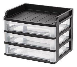 IRIS 3-Drawer Medium Desktop Storage, 11 1/4"H x 14 1/4"W x 11 13/16"D, Black