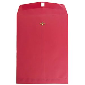 JAM Paper Open-End 9" x 12" Catalog Envelopes, Clasp Closure, Red, Pack Of 100 Envelopes