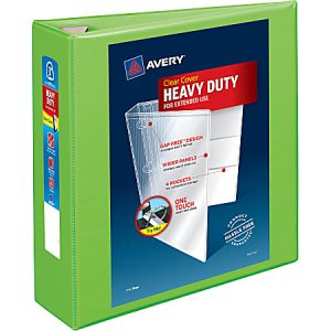 Avery Heavy-Duty View 3-Ring Binder With Locking One-Touch EZD Rings, 3" D-Rings, 39% Recycled, Chartreuse