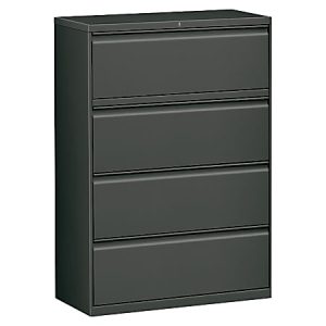 WorkPro 42"W x 18-5/8"D Lateral 4-Drawer File Cabinet, Charcoal