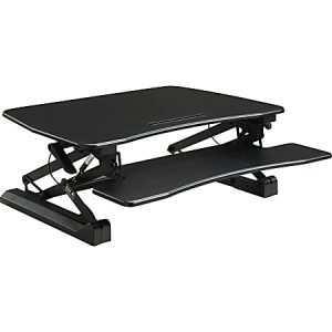 Lorell V2 Gas-Lift Sit-To-Stand Desk Riser, 19-1/2"H x 35-1/2"W x 23-1/4"D, Black
