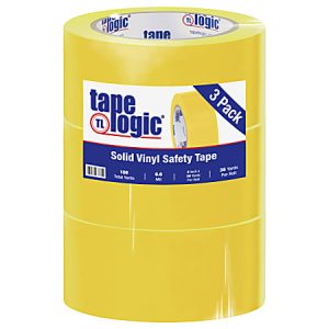 BOX Packaging Solid Vinyl Safety Tape, 3" Core, 2" x 36 Yd., Yellow, Case Of 3
