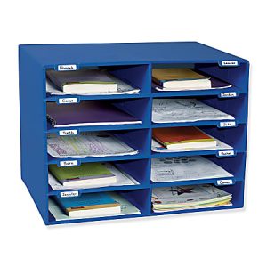 Pacon 70% Recycled Mailbox Storage Unit, 10 Slots, Blue