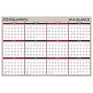 2024 AT-A-GLANCE Vertical/Horizontal Reversible Erasable Quarterly Wall Calendar, 36" x 24", Tan, January to December 2024, A123