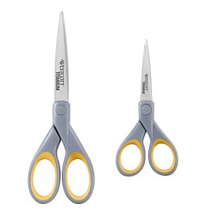 Westcott Titanium Bonded Scissors, Pointed, Gray/Yellow, Pack Of 2