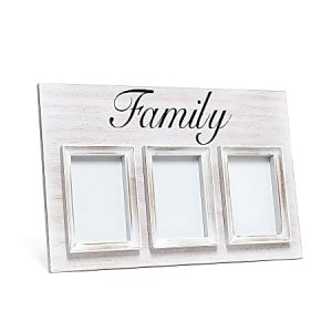 Elegant Designs 3-Photo Collage Picture Frame, 12" x 18", Whitewash Family