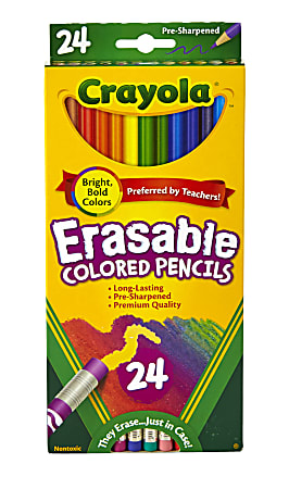 Crayola Erasable Colored Pencils, Assorted Colors, Pack Of 24 Colored Pencils