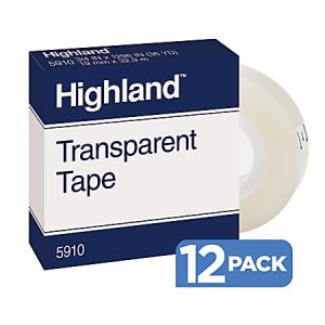 3M Highland 5910 Transparent Tape, 3/4" x 1,296", Pack Of 12